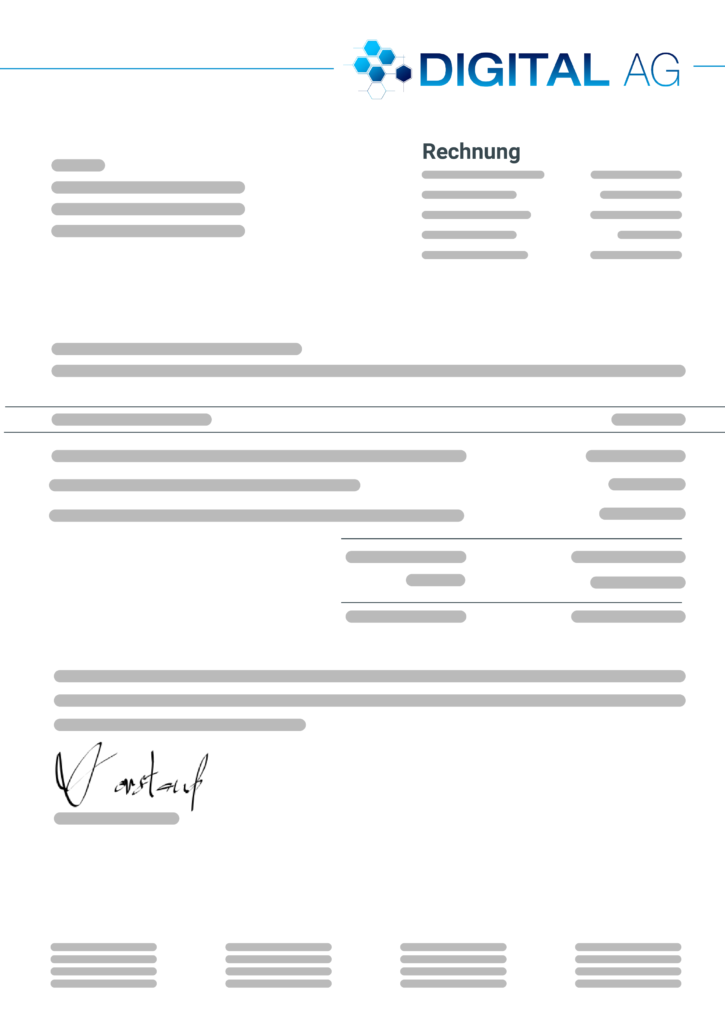 Rechnungsbeleg mit Abrechnungsregeln in projectfacts