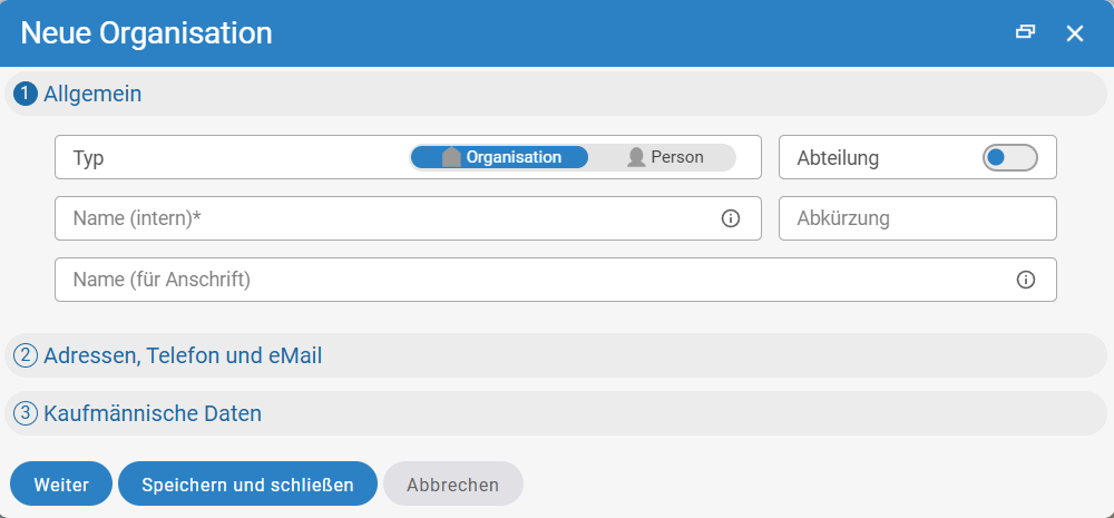 Smarter Erstelldialog nach dem Wizard-Prinzip