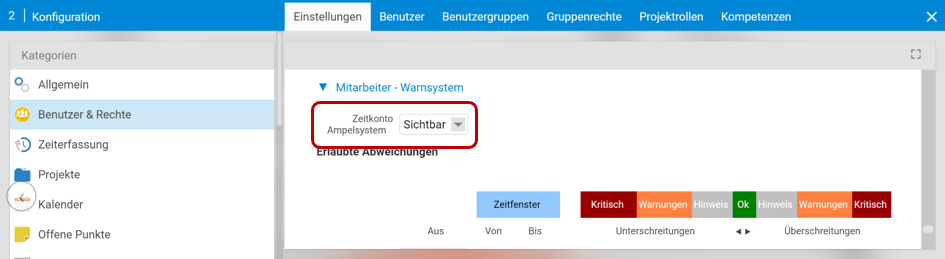 Konfiguration Überstundenampel