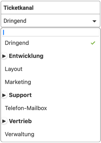 Ticketkanal-Auswahl im Outlook-Add-In