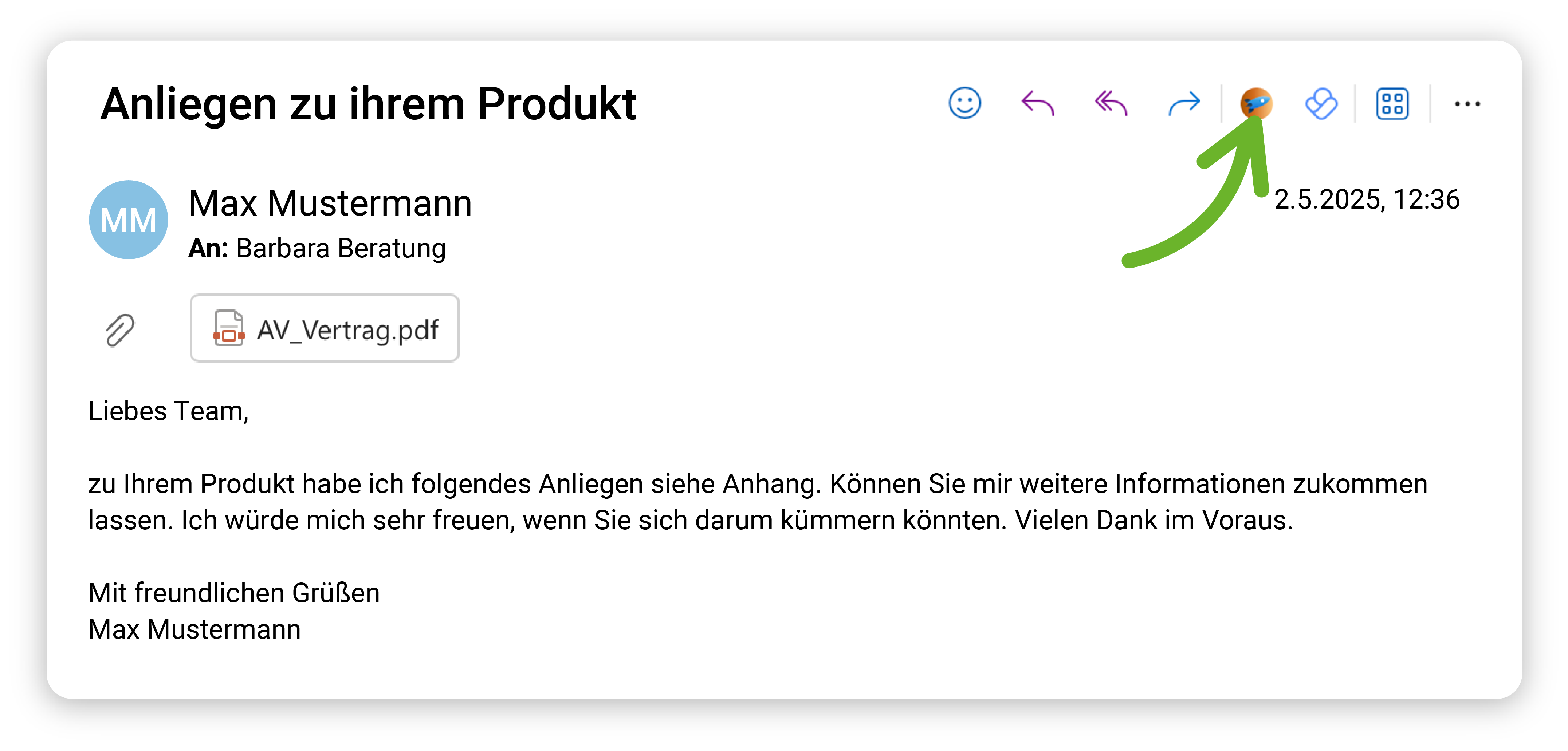E-Mail mit teamspace-Add-In in Outlook