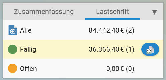 Lastschriftlauf als XML-Datei für die Bank exportieren