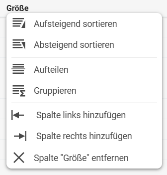 Spalten in der Liste hinzufügen und gruppieren