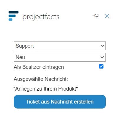 Ticket erstellen mit projectfacts