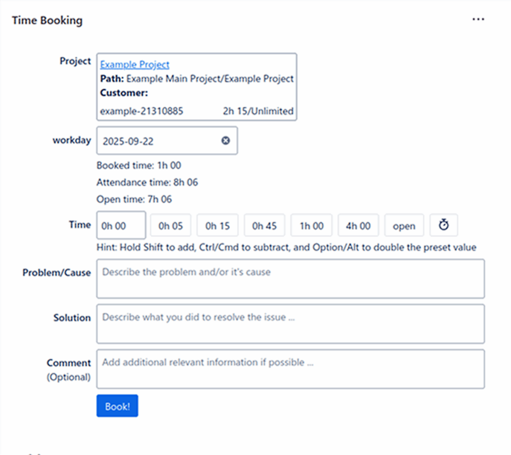 projectfacts Zeitbuchung in Jira